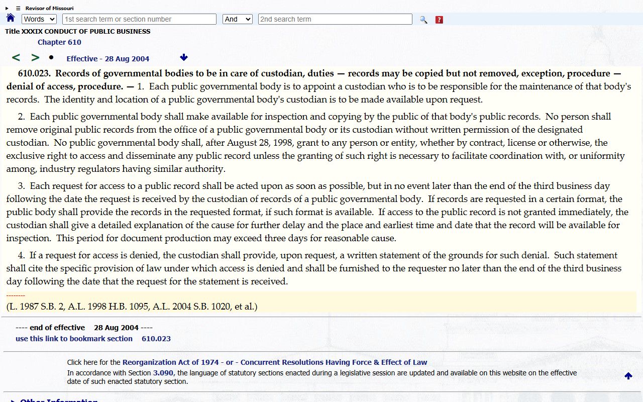 Missouri public records inspection and copying rule for Shannon County court records