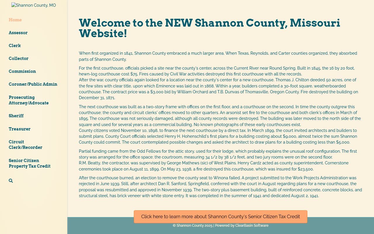 Official Shannon County homepage for Shannon County Court records