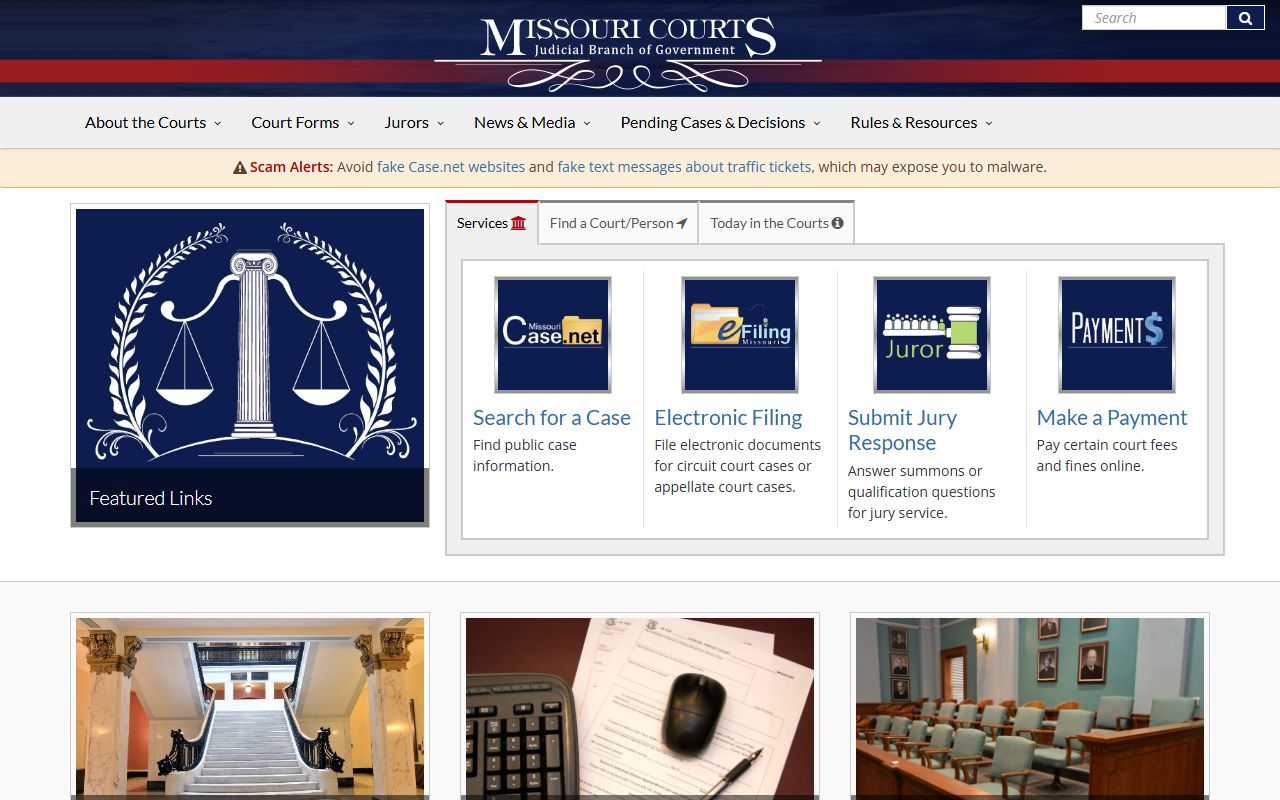 Missouri Judiciary homepage for Shannon County Court records