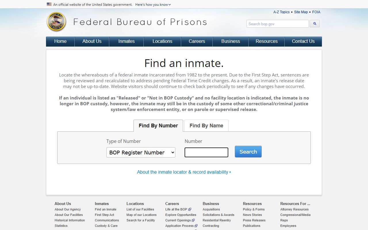 Shannon County inmate search federal Bureau of Prisons inmate locator
